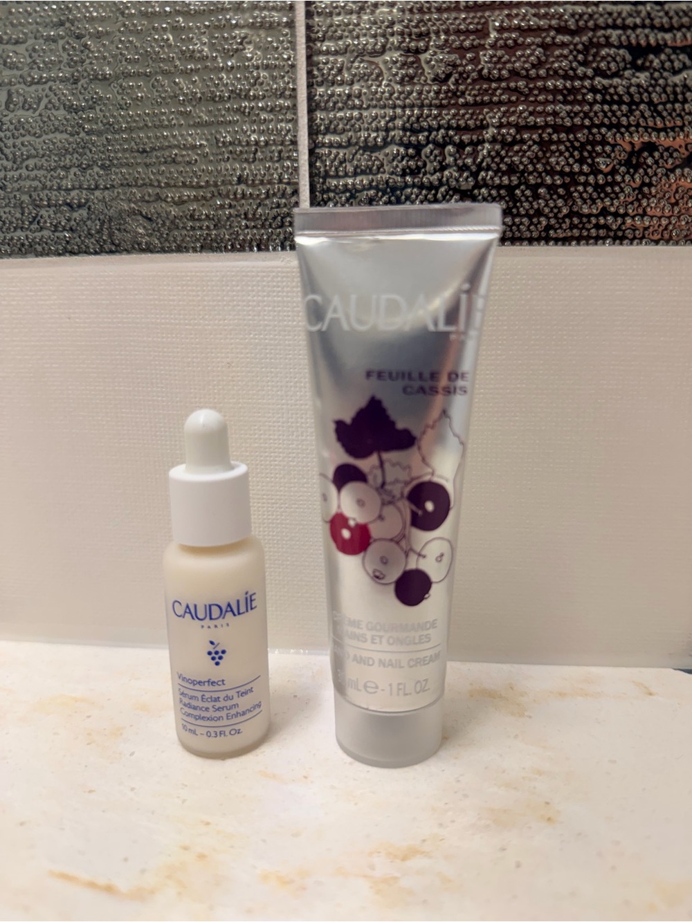 Caudalie Duo - Vinoperfect Radiance Serum and Hand and Nail Cream New/Unused